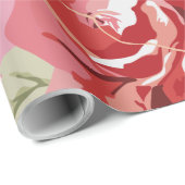 Papier Cadeau Papier d'emballage à motif classique rose rouge et (Coin rond)