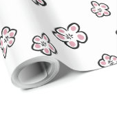 Papier Cadeau papier d'emballage à motif de fleur rose (Coin rond)