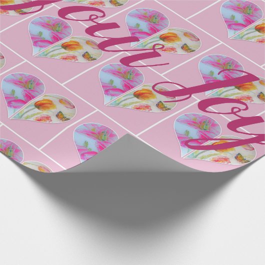 Papier Cadeau Papier d'emballage à motif de tulipes roses et flo (Coin)