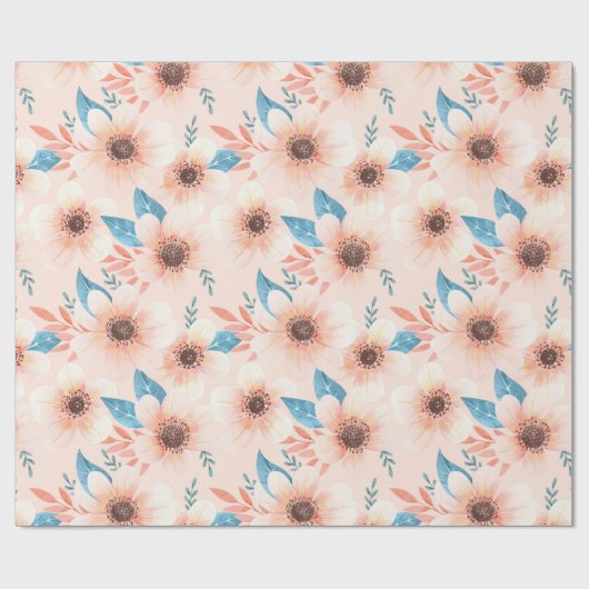 Papier Cadeau Papier d'emballage à motifs floraux (Plat)