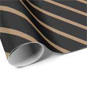 Papier Cadeau Papier d'emballage à rayures or et noir (Coin rond)