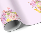 Papier Cadeau Papier d'emballage à thème crème glacée de douche  (Coin rond)