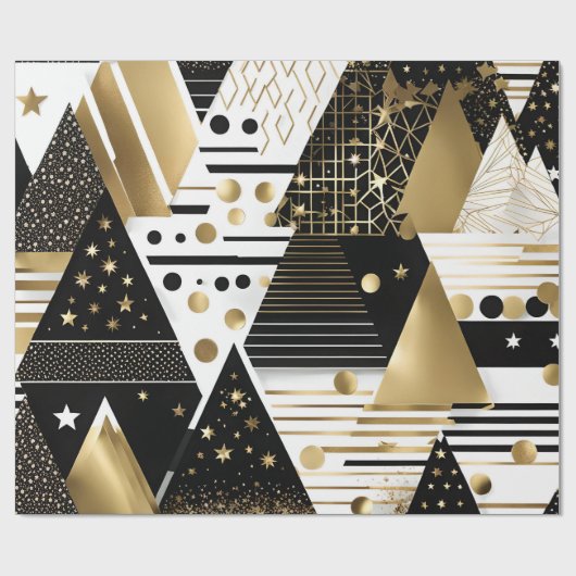 Papier Cadeau papier d'emballage abstrait en or et en triangles (Plat)
