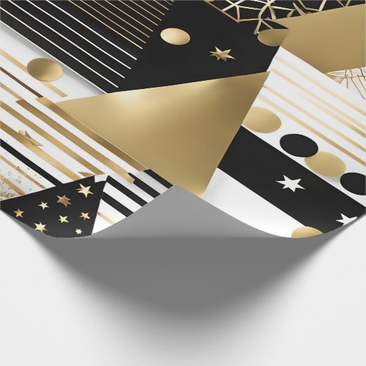 Papier Cadeau papier d'emballage abstrait en or et en triangles  (Coin)