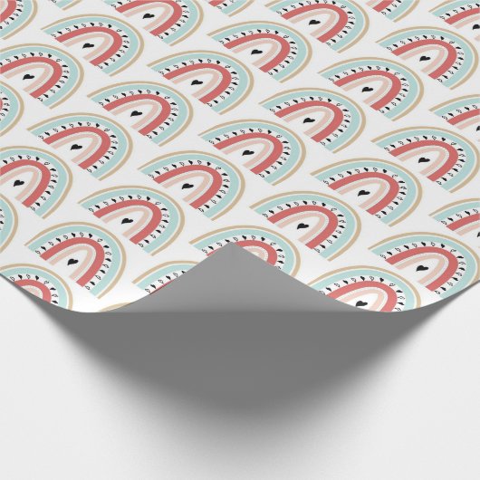 Papier Cadeau Papier d'emballage - Arc-en-ciel et Coeurs (Coin)