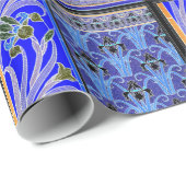 Papier Cadeau Papier d'emballage Art nouveau noir, iris violet (Coin rond)