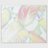 Papier Cadeau Papier d'emballage aux feuilles botaniques pastel  (Plat)