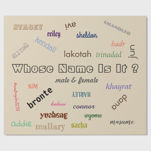 Papier Cadeau Papier d'emballage avec des noms unisexes par (Plat)