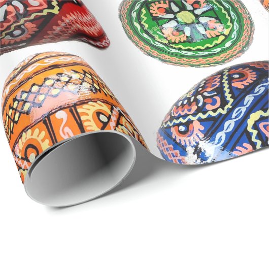Papier Cadeau papier d'emballage avec un modèle ukrainien d'oeuf (Coin rond)