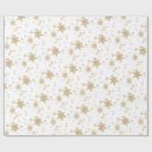 Papier Cadeau Papier d'emballage blanc des flocons d'or (Plat)