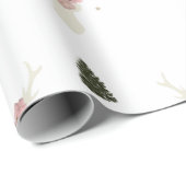 Papier Cadeau papier d'emballage blanc Reindeer Christmas tree (Coin rond)