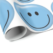 Papier Cadeau Papier d'emballage bleu à visage heureux (Coin rond)