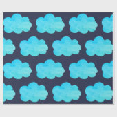 Papier Cadeau Papier d'emballage bleu avec des nuages (Plat)