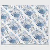 Papier Cadeau Papier d'emballage bleu hiver Fox (Plat)