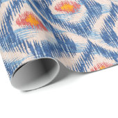 Papier Cadeau Papier d'emballage bleu ikat pour les vacances (Coin rond)