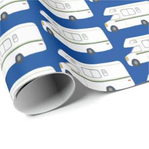 Papier Cadeau Papier d'emballage bleu Retro Camper Motorhome