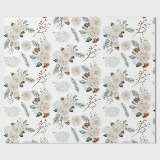 Papier Cadeau Papier d'emballage botanique floral (Plat)