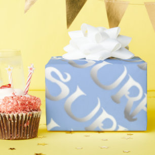 Papier Cadeau papier d'emballage brillant incliné bleu surf