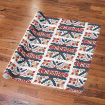 papier d'emballage cadeau avec des designs de Noël