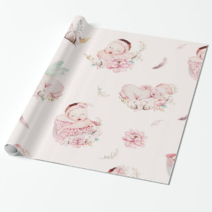 Papier Cadeau Papier d'emballage cadeau de baby shower de fille