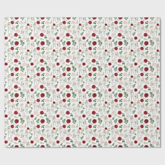 Papier Cadeau Papier d'emballage cadeau de mariage Chevaux & Ros (Plat)