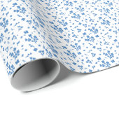 Papier Cadeau Papier d'emballage cadeau Petites Fleurs Bleues Dé (Coin rond)