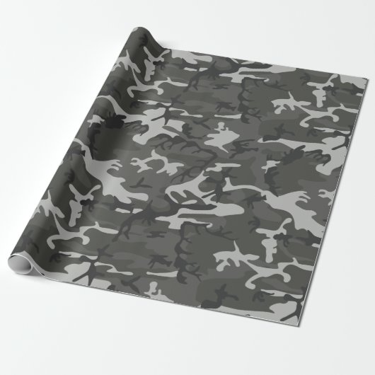 Papier Cadeau papier d'emballage camouflage gris (Déroulé)