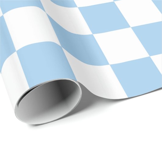 Papier Cadeau Papier d'emballage Checkered bleu-clair et blanc (Coin rond)