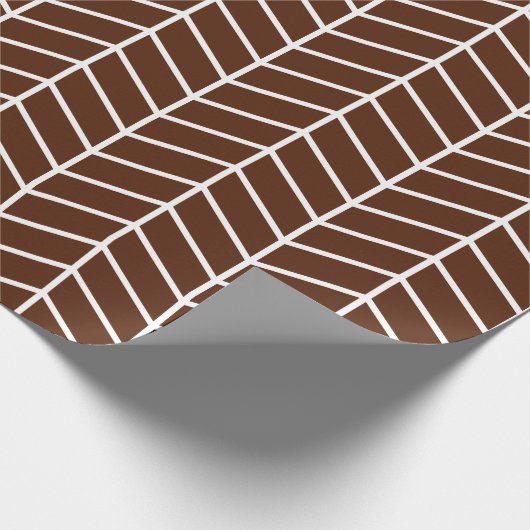 Papier Cadeau Papier d'emballage Chevron - Blanc sur Brown |XL| (Coin)