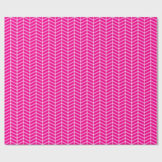 Papier Cadeau Papier d'emballage Chevron - Blanc sur rose chaud (Plat)