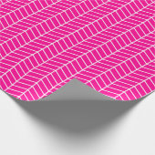 Papier Cadeau Papier d'emballage Chevron - Blanc sur rose chaud (Coin)