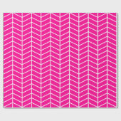 Papier Cadeau Papier d'emballage Chevron - Blanc sur rose chaud  (Plat)