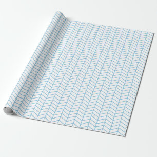 Papier Cadeau Papier d'emballage Chevron - Bleu clair sur blanc