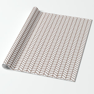 Papier Cadeau Papier d'emballage Chevron - Brown sur blanc