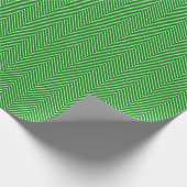 Papier Cadeau Papier d'emballage Chevron Line - Blanc sur vert (Coin)
