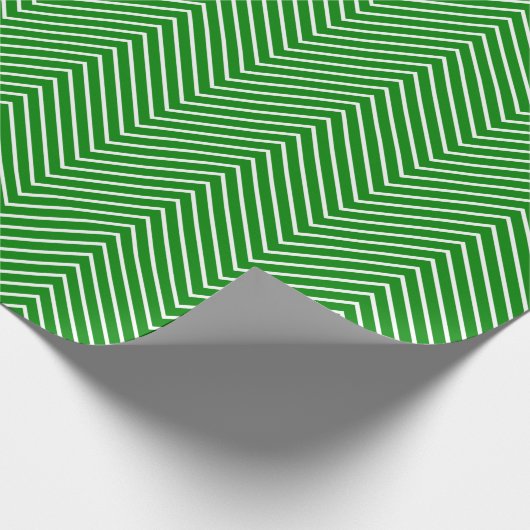 Papier Cadeau Papier d'emballage Chevron Line - Blanc sur vert | (Coin)