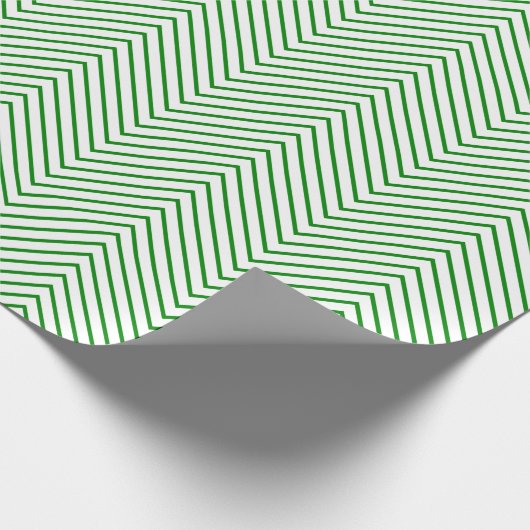 Papier Cadeau Papier d'emballage Chevron Line - Vert sur blanc | (Coin)