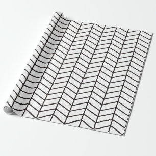 Papier Cadeau Papier d'emballage Chevron - noir sur blanc XL