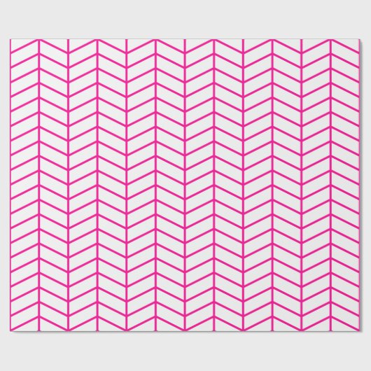 Papier Cadeau Papier d'emballage Chevron - Rose chaud sur blanc  (Plat)