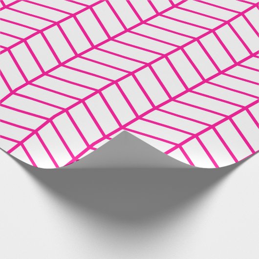 Papier Cadeau Papier d'emballage Chevron - Rose chaud sur blanc  (Coin)