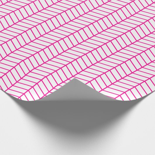 Papier Cadeau Papier d'emballage Chevron - Rose chaud sur blanc (Coin)