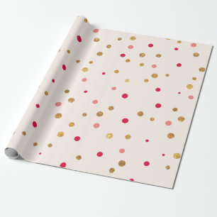 Papier Cadeau Papier d'emballage chic de grand pois de rose et