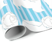 Papier Cadeau Papier d'emballage Chow-Chow blanc silhouette bleu (Coin rond)