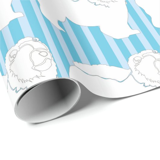 Papier Cadeau Papier d'emballage Chow-Chow blanc silhouette bleu (Coin rond)