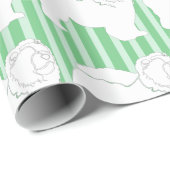 Papier Cadeau Papier d'emballage Chow-Chow blanc silhouette vert (Coin rond)