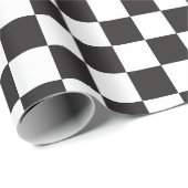 Papier Cadeau Papier d'emballage classique d'échiquier noir et (Coin rond)