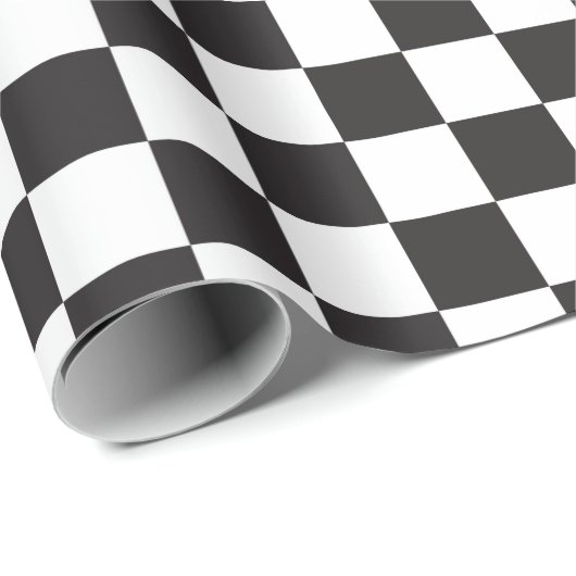 Papier Cadeau Papier d'emballage classique d'échiquier noir et (Coin rond)