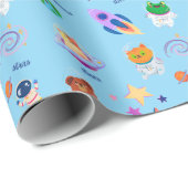 Papier Cadeau Papier d'emballage Cute Space (Coin rond)