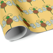 Papier Cadeau Papier d'emballage d'abeilles de Noël (Coin rond)