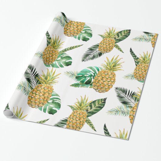 Papier Cadeau Papier d'emballage d'ananas tropical (Déroulé)